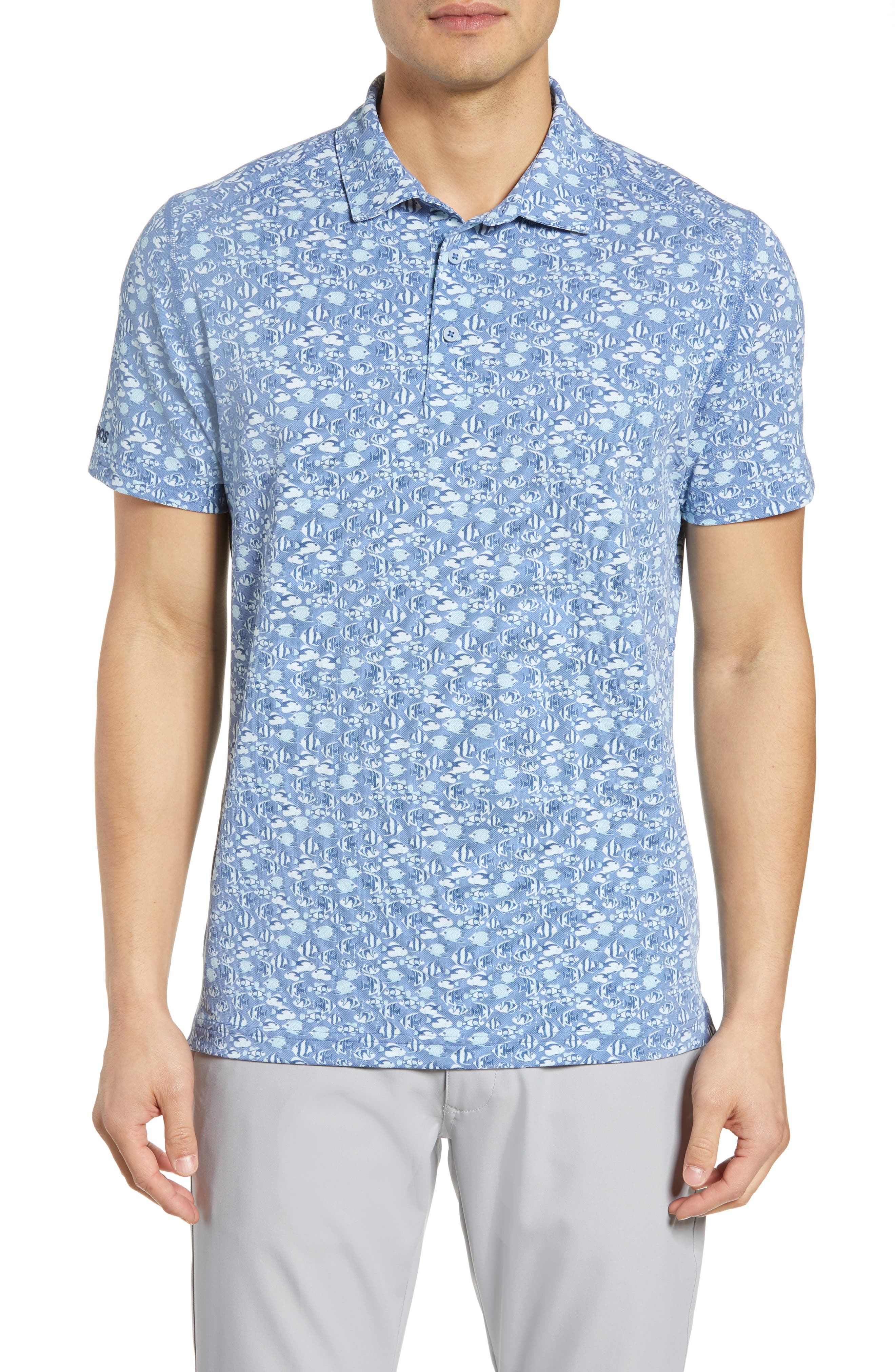 Bonobos M-Flex Flatiron Slim Fit Fish Print Polo, Blue