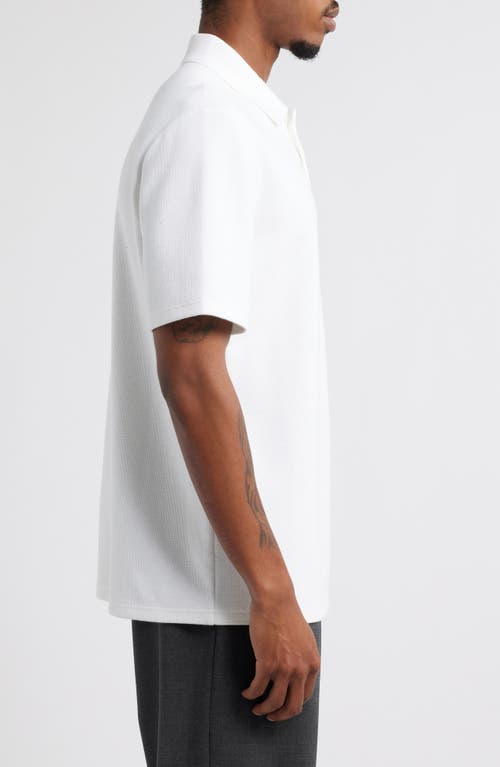 Open Edit Waffle Texture Cotton Blend Polo In White