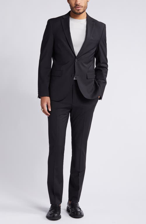 Open Edit Solid Extra Trim Wool Blend Sport Coat In Black