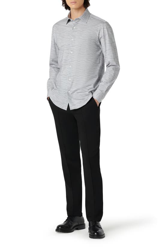 Shop Bugatchi James Ooohcotton® Mélange Print Button-up Shirt In Zinc