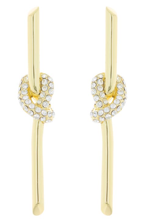 Pavé Crystal Knot Linear Drop Earrings