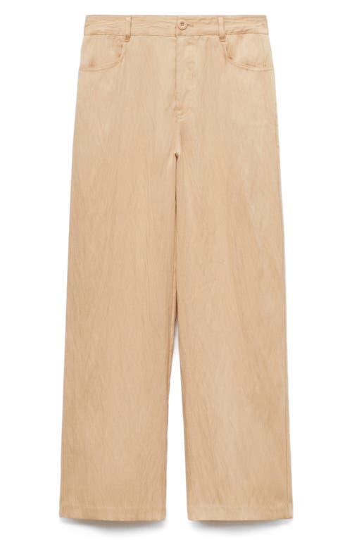 Shop Mango Flowy Straight Leg Pants In Beige