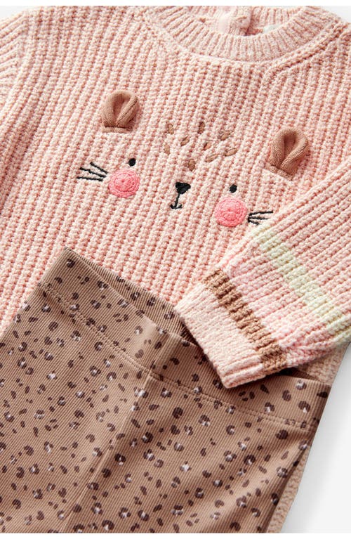 Shop Next Kids' Bear Embroidered Sweater & Leggings Set In Pink