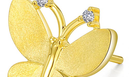 Shop Lafonn Simulated Diamond Butterfly Earrings In Gold/white