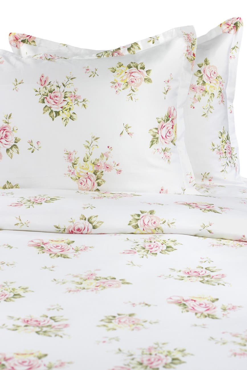 Melange Home Full/Queen 400 Thread Count Cotton Rose Bouquet Duvet