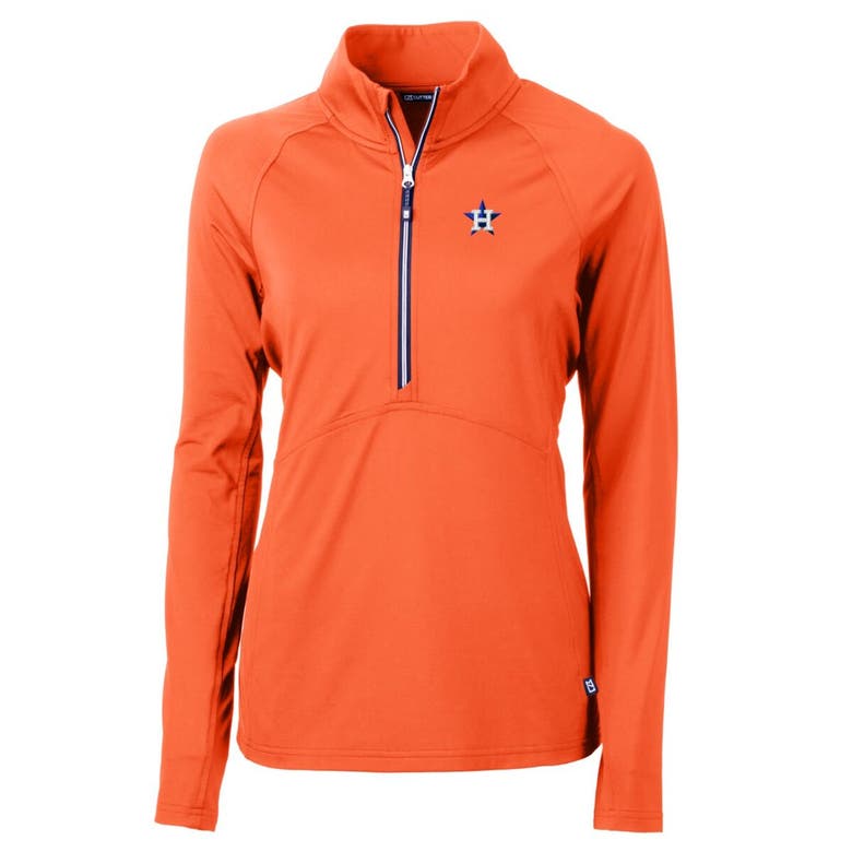 Cutter & Buck Orange Houston Astros Adapt Eco Knit Stretch Half-zip Pullover Top In Orange