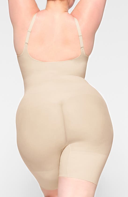 Shop Skims Everyday Sculpt Mid Thigh Bodysuit In Sand