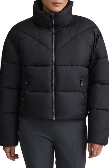 NVLT Stand Collar Crop Puffer Jacket Black