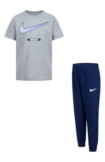 Nike Kids' Swoosh T-shirt & Pants Set In Gray