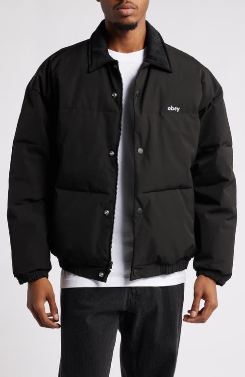 Obey Whispers Oversize Puffer Coat in Black 