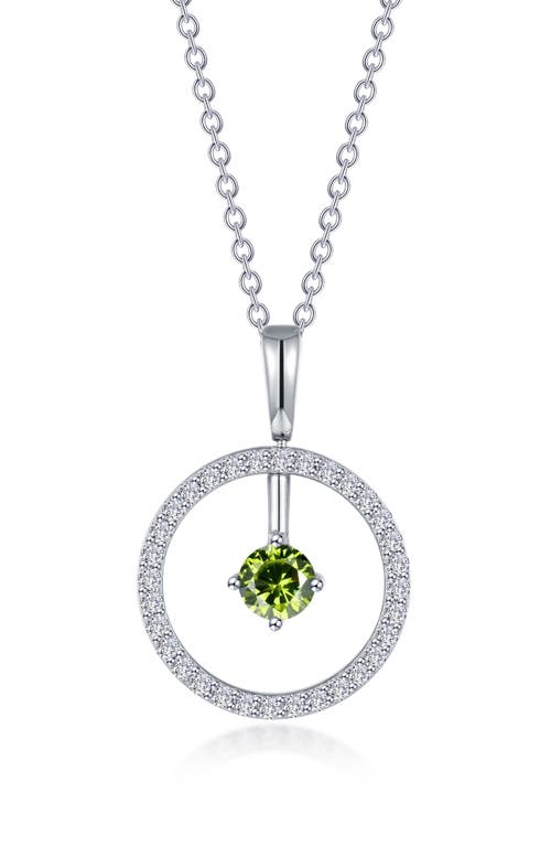 Lafonn Simulated Diamond Lab-created Birthstone Reversible Pendant Necklace In Light Green/august