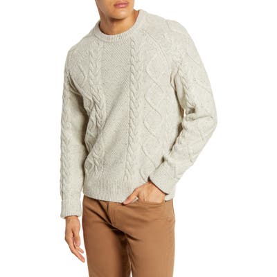 Madewell Donegal Cable Knit Fisherman Sweater, Grey