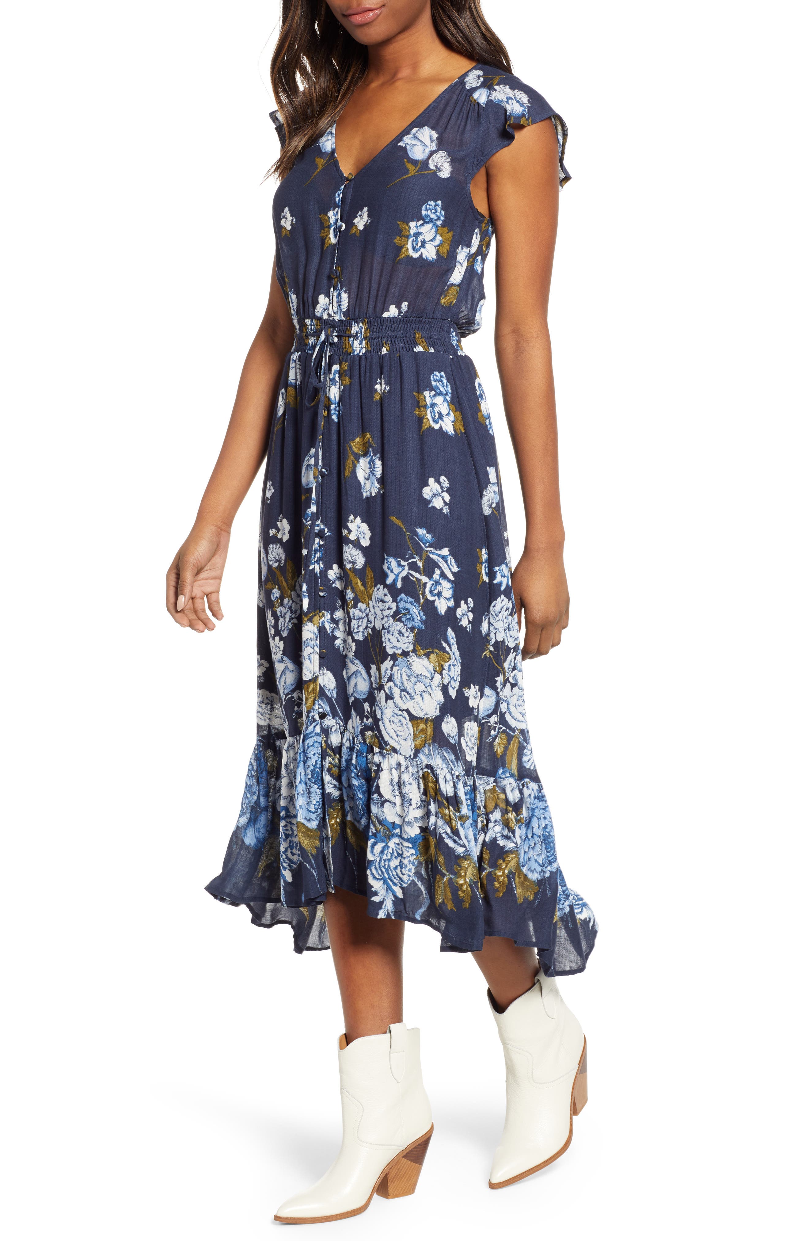 Lucky Brand Felice Floral Midi Sundress, Blue