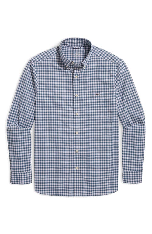On-The-Go Gingham Button-Down Shirt in Mallrd Blue Plaid