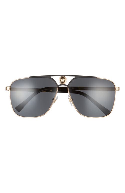 Versace 61mm Aviator Sunglasses in Matte Black/Gold at Nordstrom