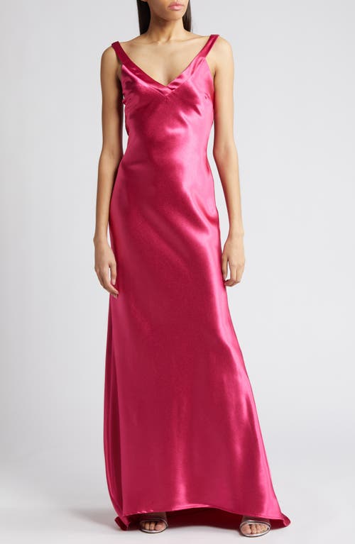 Perfectly Classy Satin Gown in Raspberry