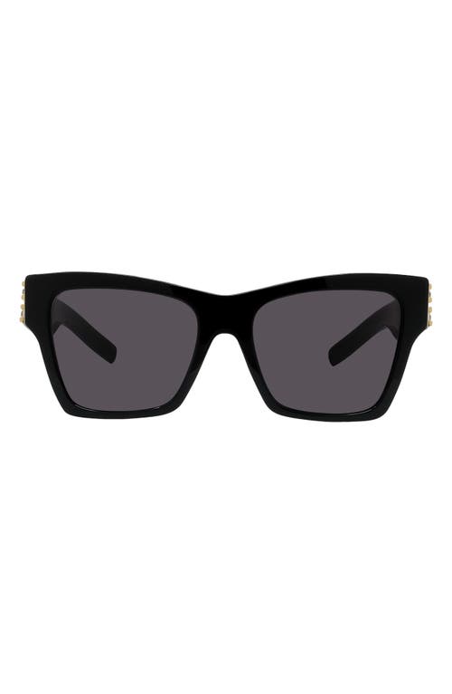Givenchy Plumeties 54mm Square Sunglasses In Shiny Black/smoke