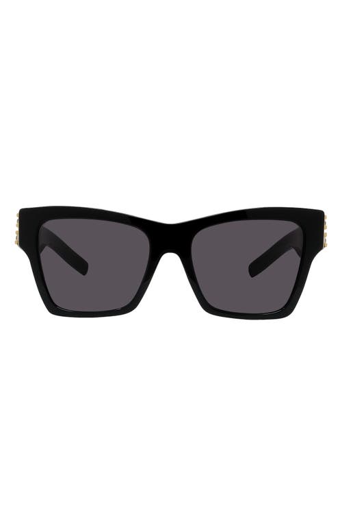 Shop Givenchy Plumeties 54mm Square Sunglasses In Shiny Black/smoke