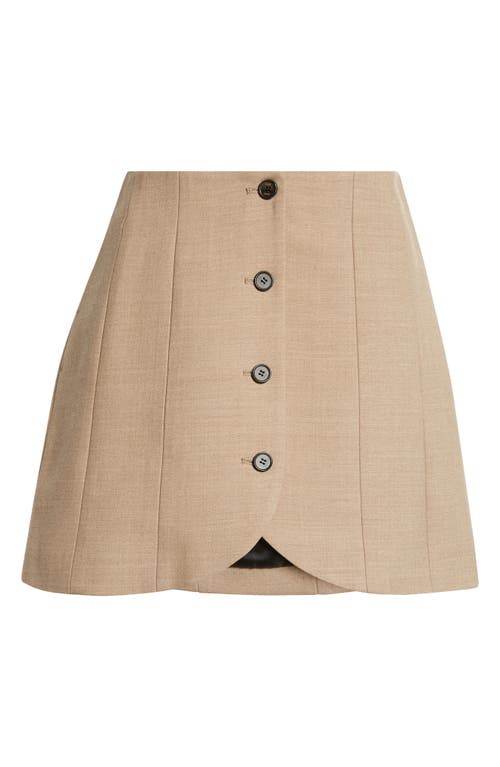 Shop Eenk Button Wool Blend Miniskirt In Beige