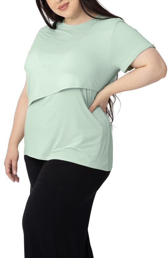 Shop Kindred Bravely Everyday Asymmetric Ruffle Nursing/maternity Top In Mint
