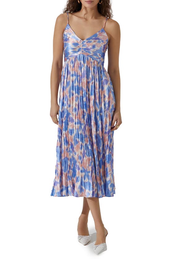 Shop Astr The Label Maeve Floral Midi Sundress In Pink Blue Abstract