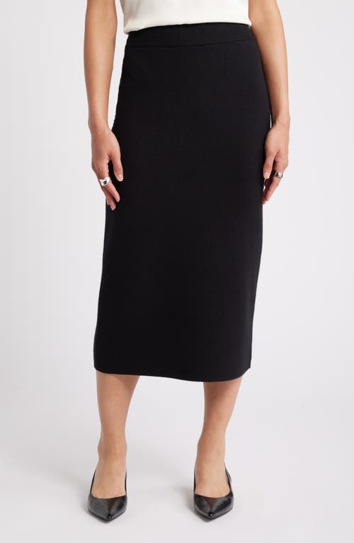 Shop Nordstrom Cotton Blend Sweater Pencil Skirt In Black Rock