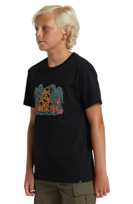 Shop Quiksilver Kids' Dala Jungle Cotton Graphic T-shirt In Black