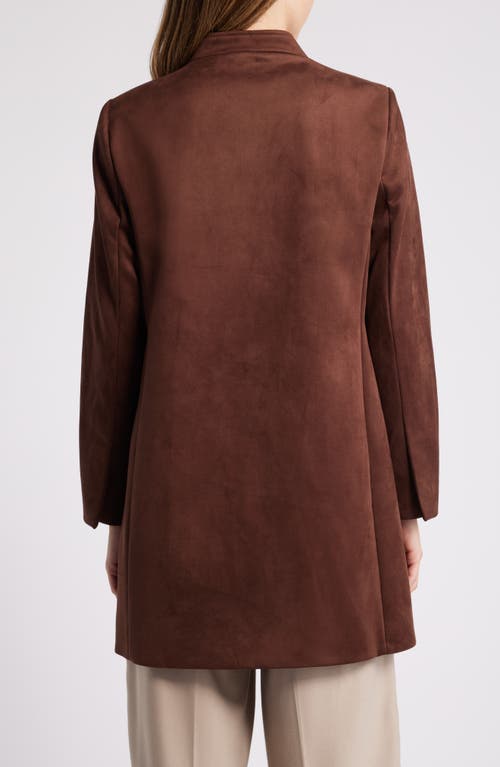 Shop Tahari Asl Faux Suede Long Jacket In Espresso