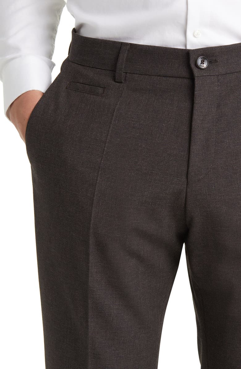 BOSS Genius Micropattern Stretch Flat Front Dress Pants Nordstrom
