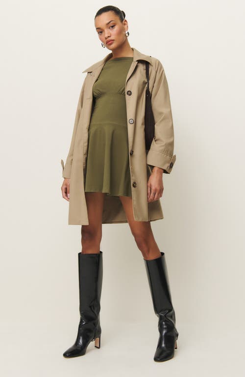 Shop Reformation Melissa Long Sleeve Fit & Flare Dress In Dark Olive