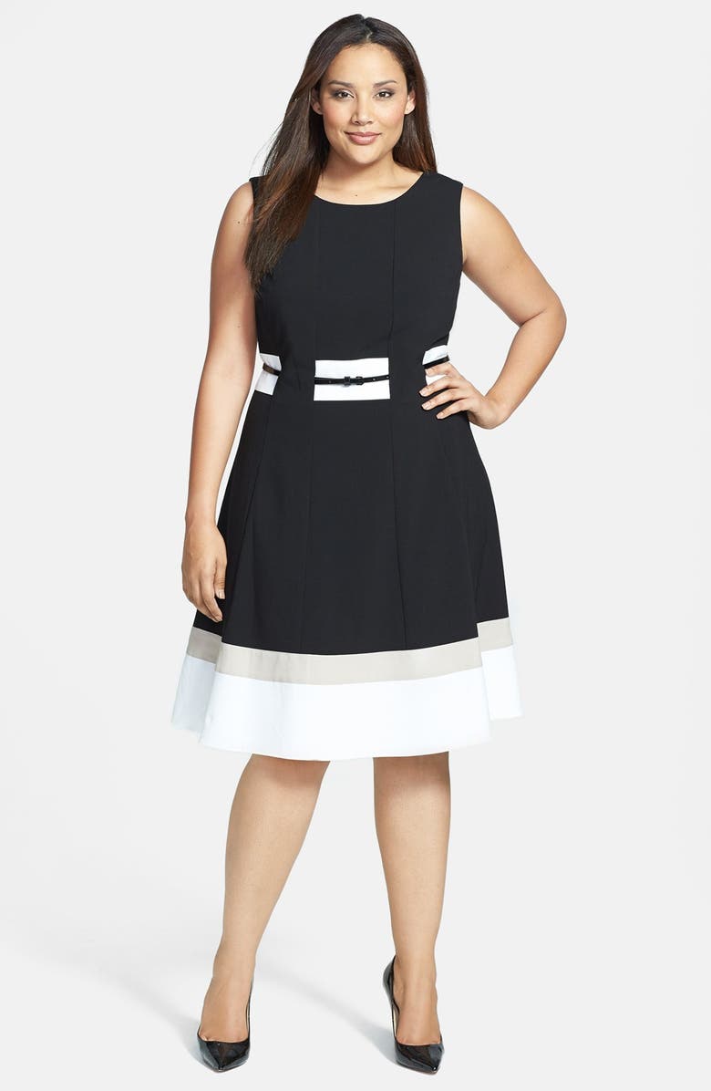 Calvin Klein Belted Fit and Flare Dress (Plus Size) | Nordstrom