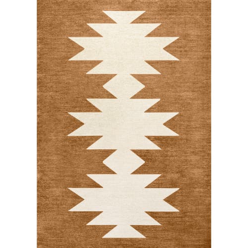 Jonathan Y Chayton Minimalist Geometric Machine-washable Area Rug In Terracotta/cream
