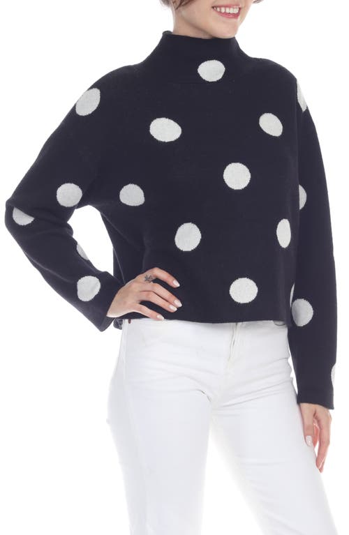 Shop Rain And Rose Polka Dot Funnel Neck Sweater In Black