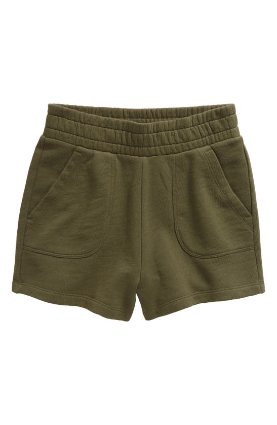 Shop Treasure & Bond Kids' Cotton French Terry Shorts In Olive Sarma