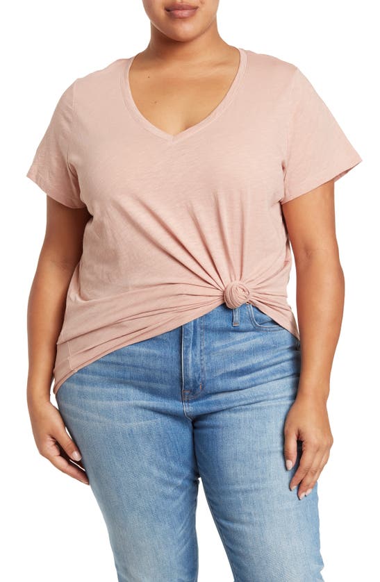 Shop Madewell Whisper Cotton V-neck T-shirt In Gentle Blush