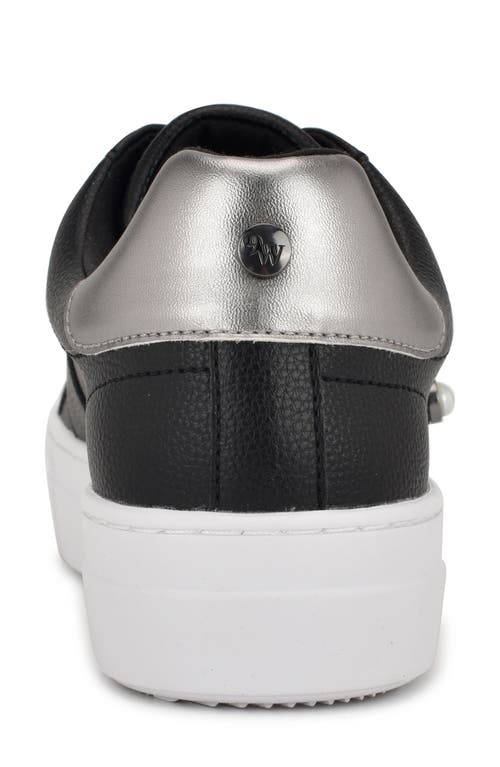 Nine West Gripes Platform Sneaker In Black/pewter