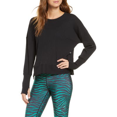 Terez Rib Pullover With Thumbholes, Black
