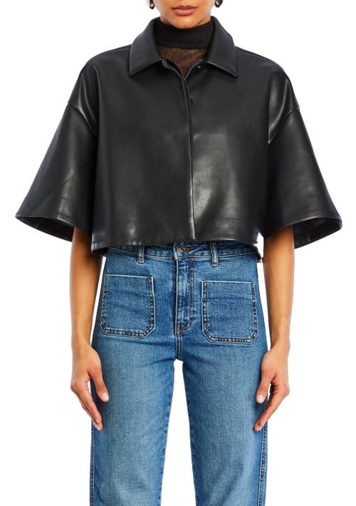 SER.O.YA Adi Vegan Leather Cropped Jacket in Black 