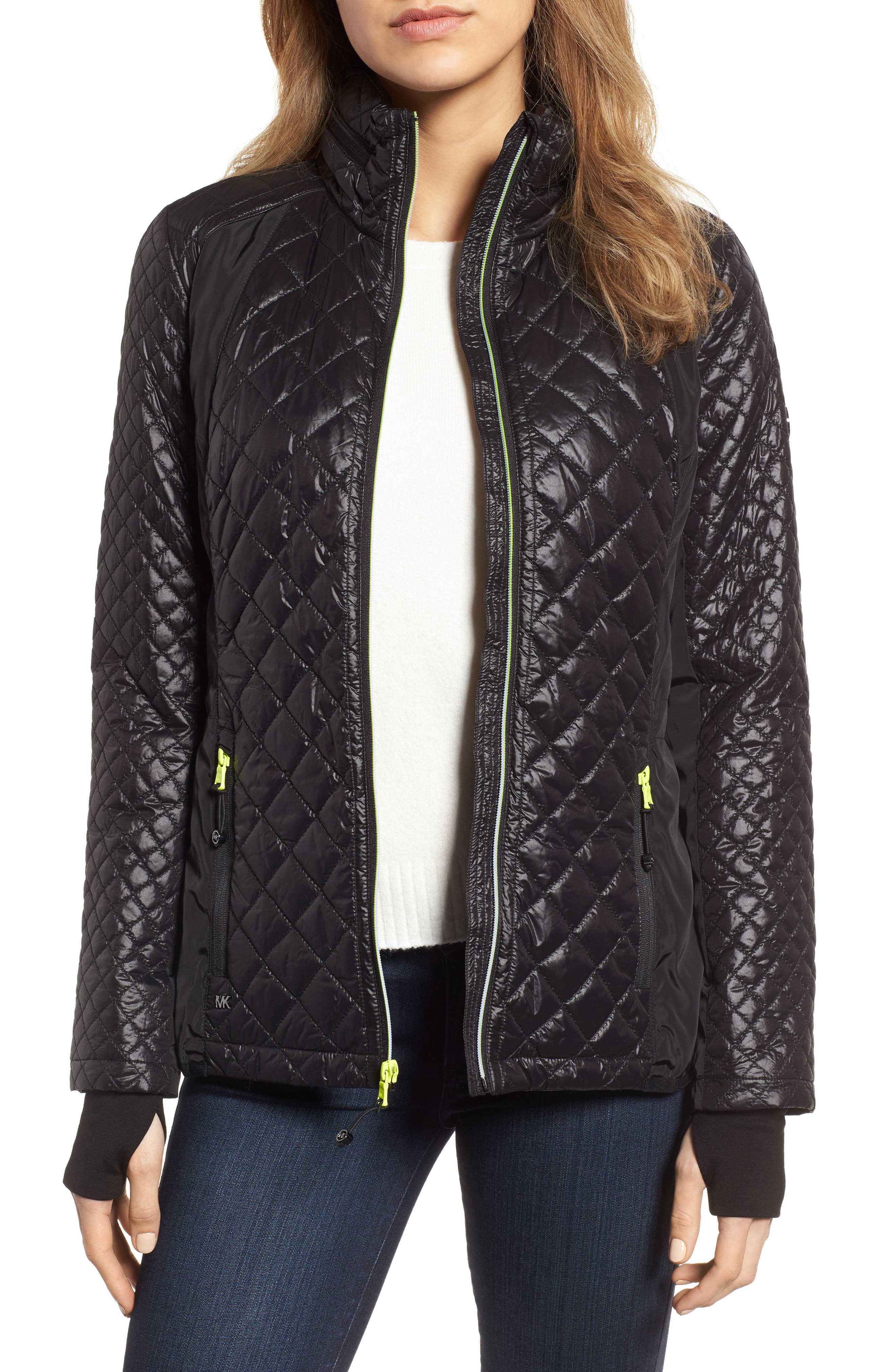 michael kors hooded down & neoprene jacket