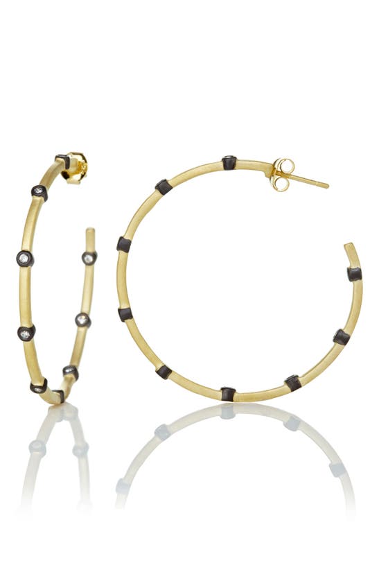 Freida Rothman Signature Bezel Hoop Earrings In Gold/ Black