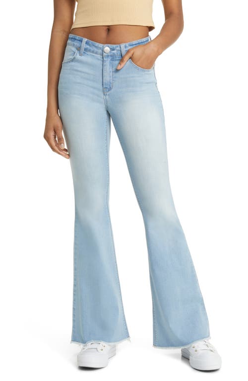 Frayed Mid Rise Flare Jeans in Atlas