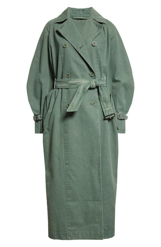 Shop Max Mara Corfu Cotton Canvas Belted Trench Coat In Sage Green