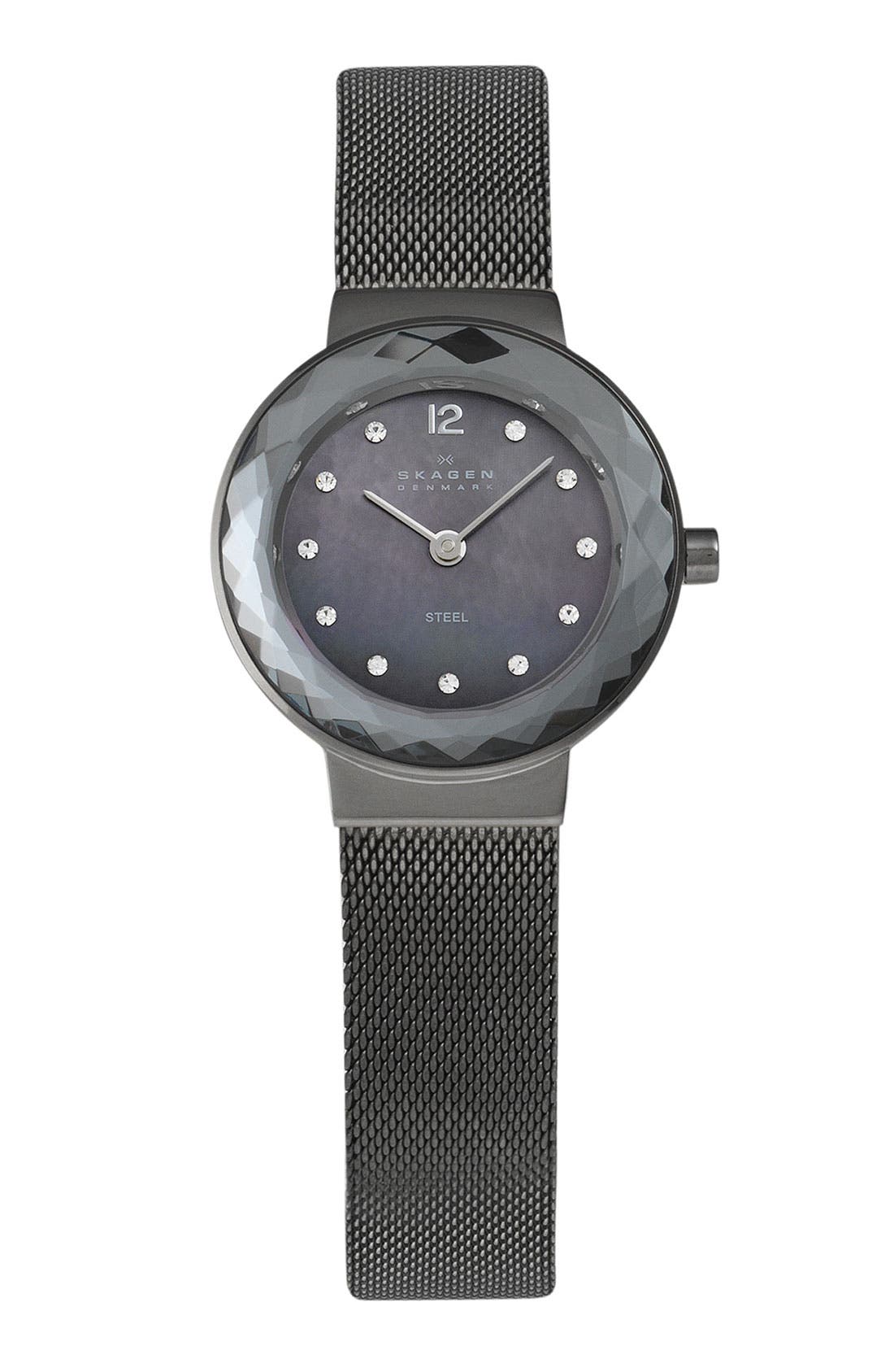 Skagen 'Leonora' Faceted Glass Bezel Watch Nordstrom