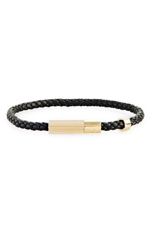 Shop Ferragamo Lighter Braided Leather Bracelet In Nero/oro