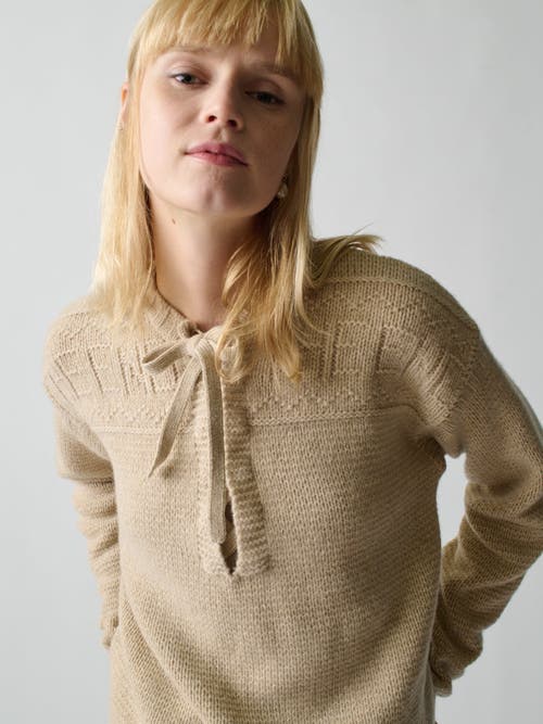 Lingua Franca The End Lace-up Guernsey Pullover In Linen