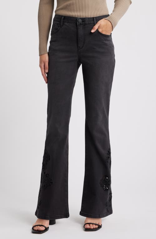 Shop Wit & Wisdom 'ab'solution Embroidered High Waist Flare Jeans In Washed Black