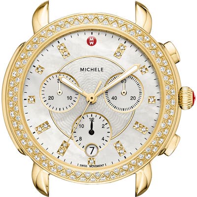 Michele Sidney Chrono Diamond Diamond Dial Watch Case,