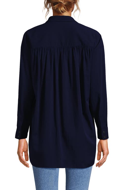 Lands' End Cotton Voile Billowy Oversized Shirt In Deep Sea Navy