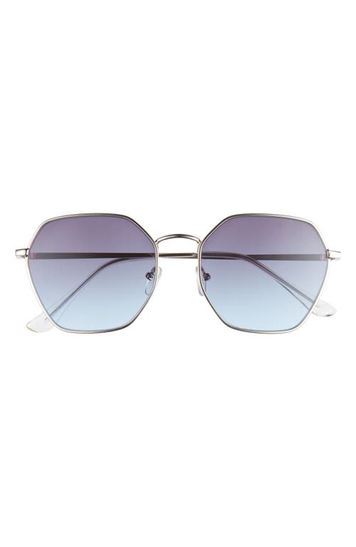 51mm Gradient Hexagonal Sunglasses in Silver- Blue