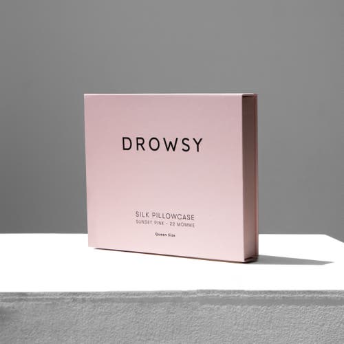 Drowsy Sleep Co . Queen Silk Pillowcase In Sunset Pink